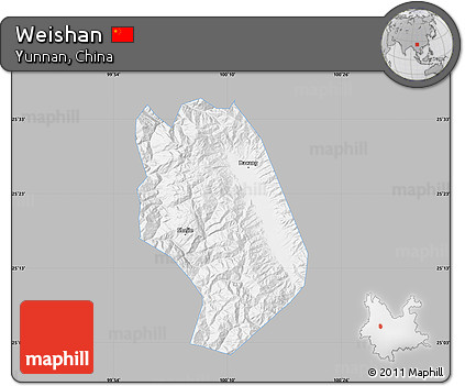 Gray Map of Weishan, single color outside