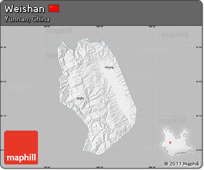Gray Map of Weishan, single color outside