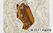 Physical Map of Weishan, shaded relief outside