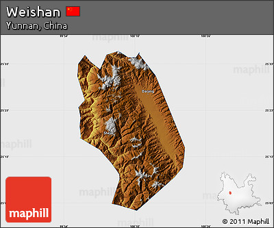 Physical Map of Weishan, single color outside