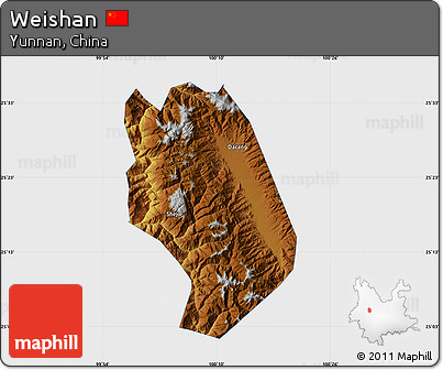 Physical Map of Weishan, single color outside