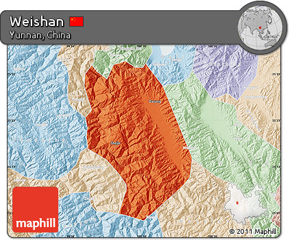 Political Map of Weishan, lighten