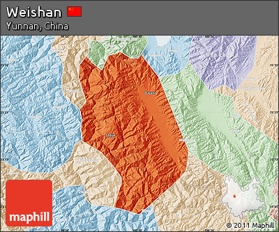 Political Map of Weishan, lighten