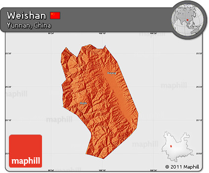 Political Map of Weishan, single color outside