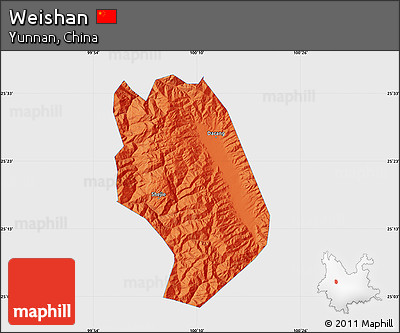 Political Map of Weishan, single color outside
