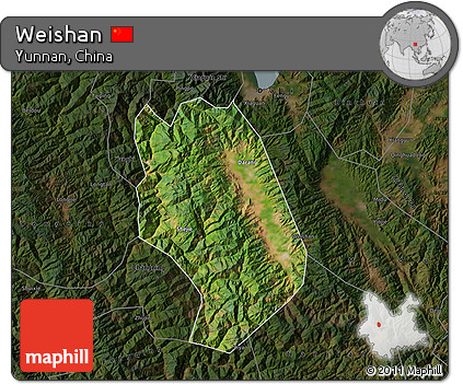 Satellite Map of Weishan, darken