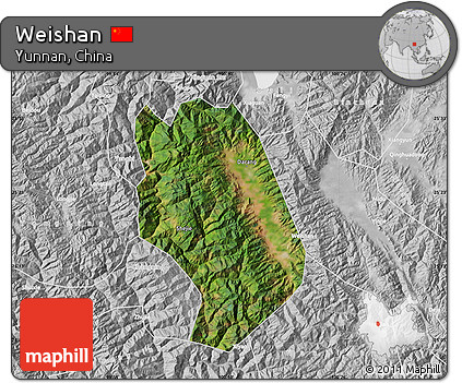 Satellite Map of Weishan, lighten, desaturated
