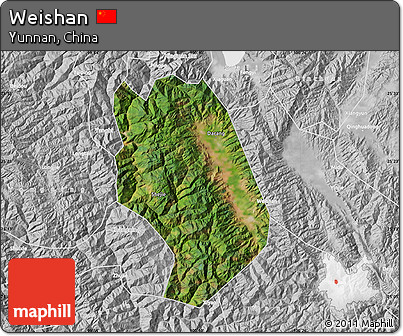 Satellite Map of Weishan, lighten, desaturated