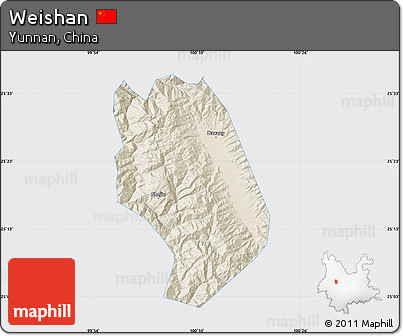 Shaded Relief Map of Weishan, single color outside