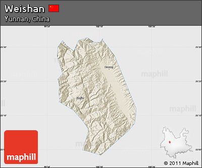 Shaded Relief Map of Weishan, single color outside