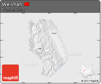 Silver Style Map of Weishan, single color outside
