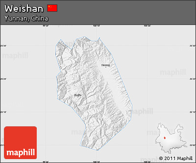 Silver Style Map of Weishan, single color outside
