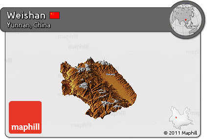 Physical Panoramic Map of Weishan, cropped outside