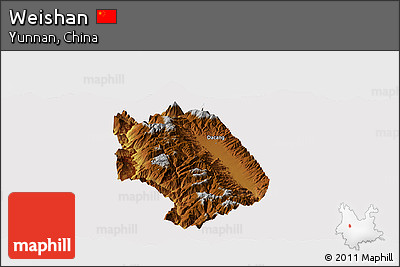 Physical Panoramic Map of Weishan, cropped outside