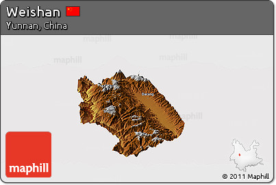 Physical Panoramic Map of Weishan, cropped outside