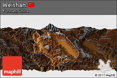 Physical Panoramic Map of Weishan, darken