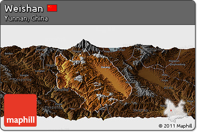 Physical Panoramic Map of Weishan, darken