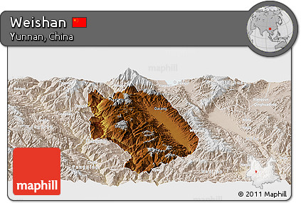 Physical Panoramic Map of Weishan, lighten
