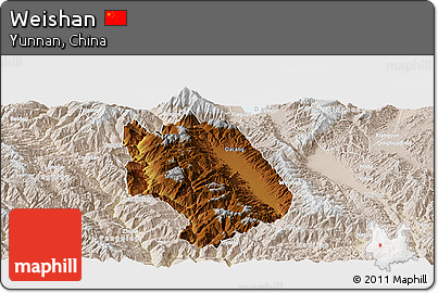 Physical Panoramic Map of Weishan, lighten