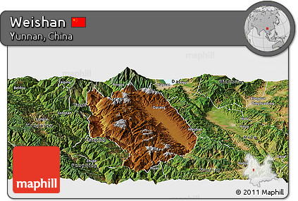 Physical Panoramic Map of Weishan, satellite outside
