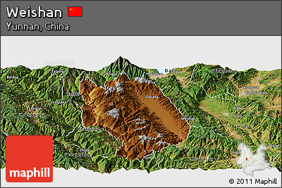 Physical Panoramic Map of Weishan, satellite outside