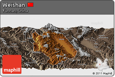 Physical Panoramic Map of Weishan, semi-desaturated