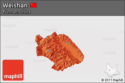 Political Panoramic Map of Weishan, cropped outside
