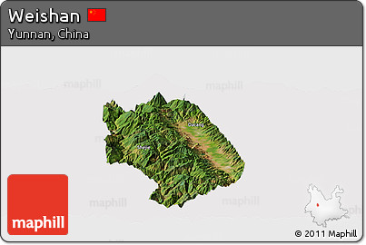 Satellite Panoramic Map of Weishan, cropped outside