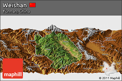 Satellite Panoramic Map of Weishan, physical outside