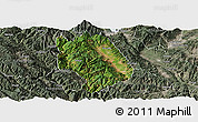 Satellite Panoramic Map of Weishan, semi-desaturated