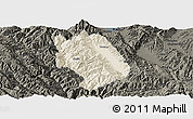 Shaded Relief Panoramic Map of Weishan, darken