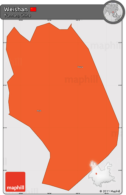 Political Simple Map of Weishan, cropped outside