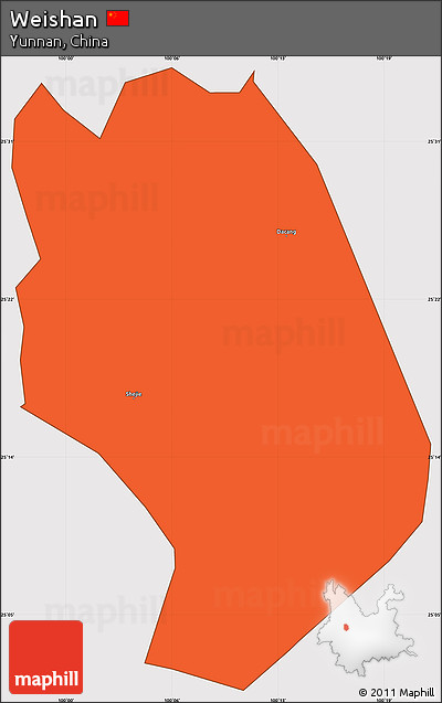 Political Simple Map of Weishan, cropped outside