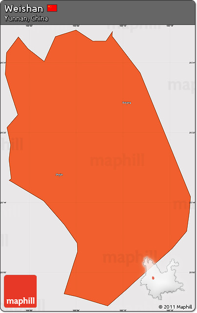 Political Simple Map of Weishan, cropped outside