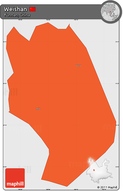 Political Simple Map of Weishan, single color outside