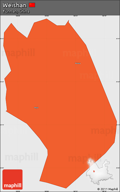 Political Simple Map of Weishan, single color outside