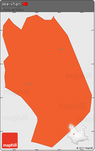 Political Simple Map of Weishan, single color outside