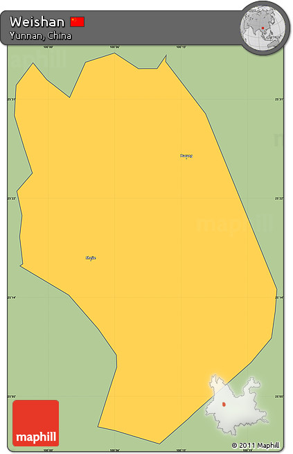 Savanna Style Simple Map of Weishan, cropped outside