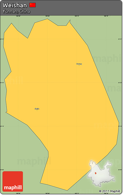 Savanna Style Simple Map of Weishan, cropped outside
