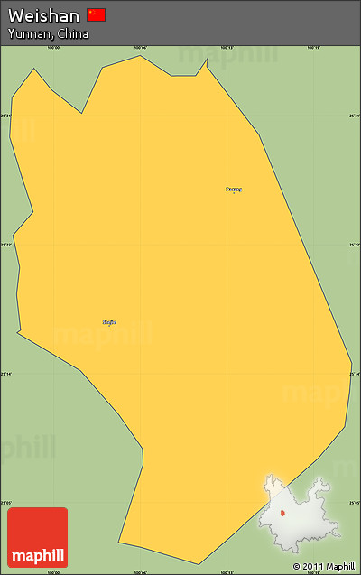 Savanna Style Simple Map of Weishan, cropped outside