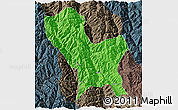 Political 3D Map of Weixin, darken, semi-desaturated