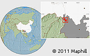 Savanna Style Location Map of Weixin, highlighted country, highlighted parent region, hill shading