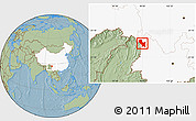 Savanna Style Location Map of Weixin, highlighted country, hill shading