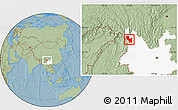 Savanna Style Location Map of Weixin, highlighted parent region, hill shading