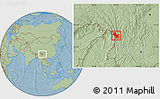 Savanna Style Location Map of Weixin, hill shading