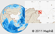 Shaded Relief Location Map of Weixin, highlighted country