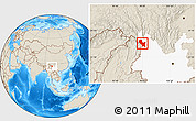 Shaded Relief Location Map of Weixin, highlighted parent region