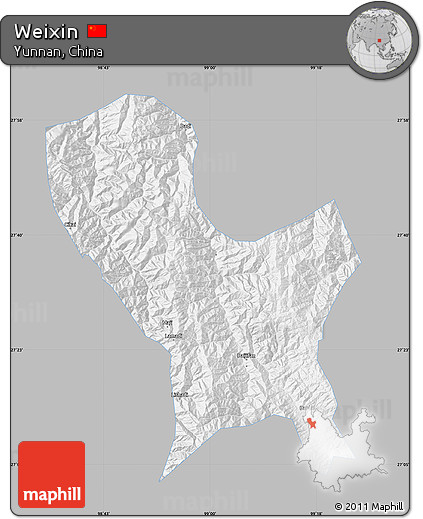 Gray Map of Weixin, single color outside