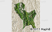 Satellite Map of Weixin, shaded relief outside