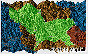 Political Panoramic Map of Weixin, darken